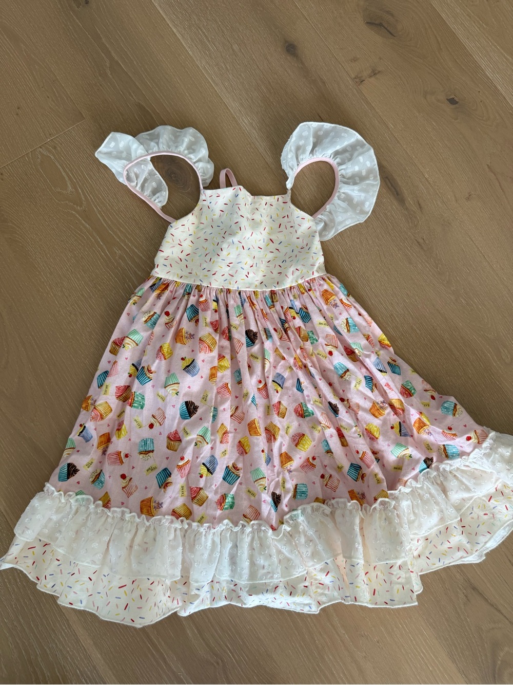 Ricrac & Ruffles Girls' Size 6 Pink Cupcake Print Ruffle Dress